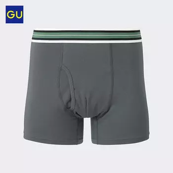 Трусы-боксеры мужские GU в полоску на талии, черный