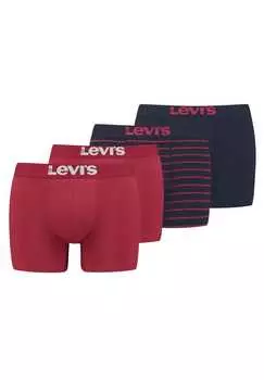 Трусы-Боксеры — однотонные базовые с винтажными полосками 4 шт. в упаковке Levi'S, мультиколор