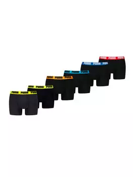 Трусы боксеры Puma Boxershorts PUMA MEN EVERYDAY BASIC BOXERS 6P, цвет Black/Blue Orange