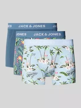 Трусы-боксеры с эластичным поясом и этикеткой в упаковке 3 шт Jack & Jones, светло-голубой
