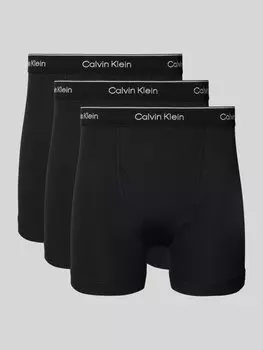 Трусы-боксеры с этикеткой на поясе, модель «BOXER BRIEF», в упаковке 3 шт Calvin Klein Underwear, черный