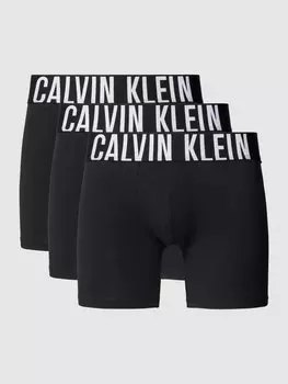 Трусы-боксеры с этикеткой на поясе в упаковке 3 шт Calvin Klein Underwear, черный
