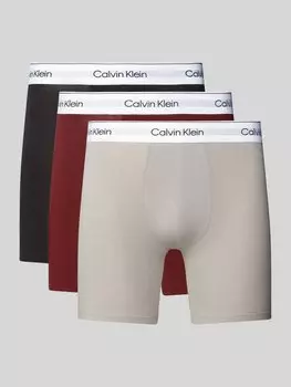 Трусы-боксеры с этикеткой на поясе в упаковке 3 шт Calvin Klein Underwear, бордовый