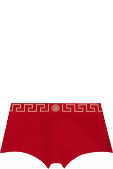 Трусы-боксеры с красным узором Greca Border Versace Underwear