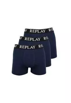 Трусы-Боксеры Trunk style 01/c basic cuff logo в упаковке по 3 шт. Replay, синий