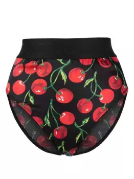 Трусы-брифы с завышенной талией и принтом DOLCE & GABBANA, черный