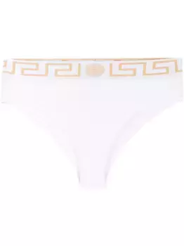 Трусы-брифы с завышенной талией и узором Greca VERSACE, белый