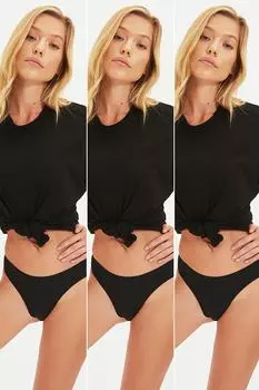 Трусы - Черный - Однотонный Trendyol, черный