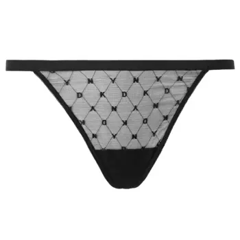 Трусы DKNY Thong Monogramm Mesh, черный