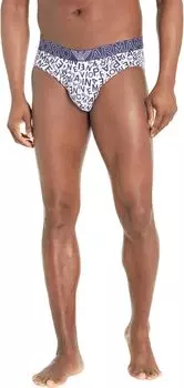 Трусы Emporio Armani All Over Logo Bold Brief, цвет White/Eclipse EA