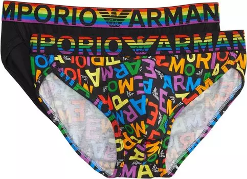 Трусы Emporio Armani Rainbow Logo 2-Pack Brief, цвет EA Rainbow Color/Black