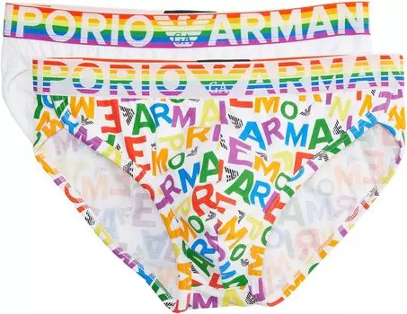 Трусы Emporio Armani Rainbow Logo 2-Pack Brief, цвет EA Rainbow Color/White