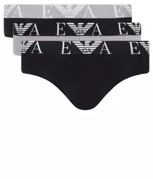 Трусы Emporio Armani с логотипом 3 шт, черный