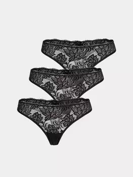 Трусы Erlich Textil String Spitze im 3er Pack EMILIA, черный