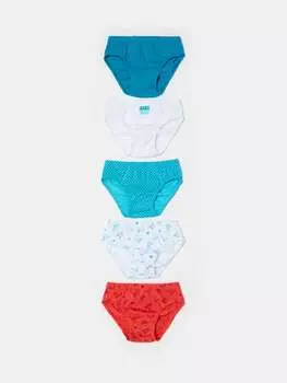 Трусы Five Pack из органического хлопка с принтом Ovs, цвет white/orange