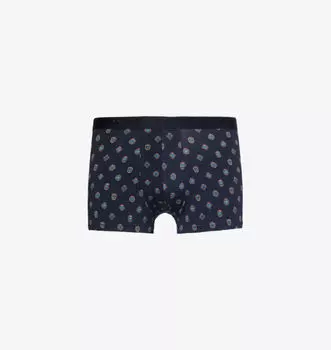 Трусы-Хипстеры из эластичного пима-хлопка с фирменным поясом и геометрическим узором 8 Derek Rose, синий