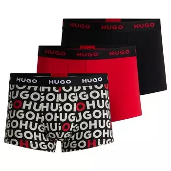 Трусы HUGO Boxer shorts, цвет red/black/off white
