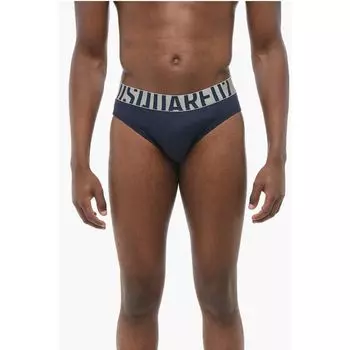 Трусы из эластичного хлопка с логотипом на поясе Dsquared2, Blue