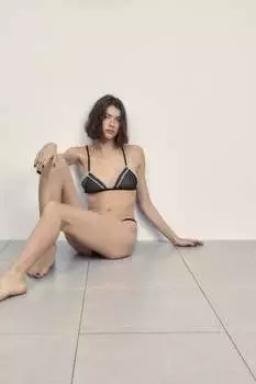 Трусы из кружевного шифона ZARA, черный