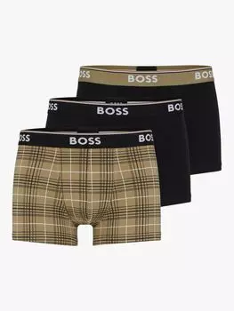 Трусы из смесового хлопка BOSS Power HUGO BOSS, черный/бежевый мульти