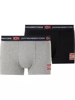 Трусы Jan Vanderstorm 2er Pack Retropant TEM, цвет grau schwarz