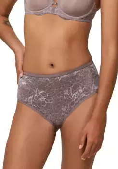 Трусы макси Triumph "Amourette Charm T Maxi01", покрытые тонким цветочным кружевом, цвет Pigeon Grey