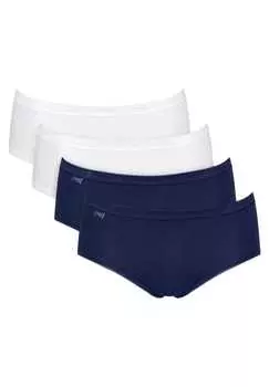 Трусы миди 4 шт. в упаковке - базовые+миди c4p нижнее белье хлопок кружево логотип однотонные Sloggi, мультиколор