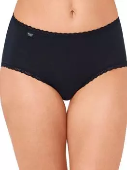 Трусы миди из хлопка и кружева 24/7 Sloggi, черный