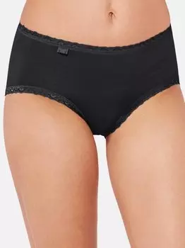 Трусы-Миди, комплект из 6 шт., хлопковое кружево 24/7. Sloggi, черный