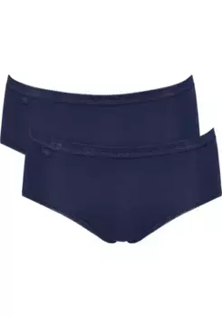 Трусы миди sloggi "Basic H Midi 2P" (упаковка, 2 шт.), классический крой с облеганием бедер, цвет True Navy