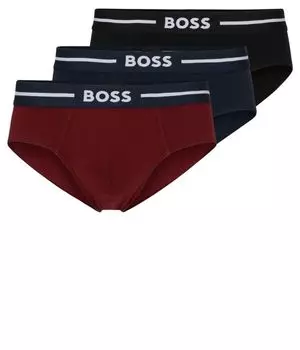 Трусы мужские Boss с логотипом 3 шт, бургундия