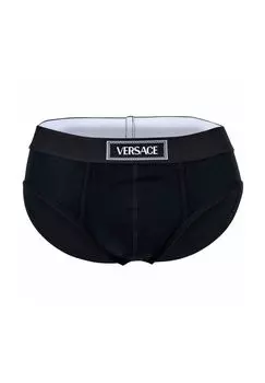 Трусы мужские - CANETE, хлопок стрейч, логотип, однотонные VERSACE, черный