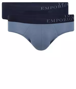 Трусы мужские Emporio Armani с логотипами на резинке 2 шт, синий