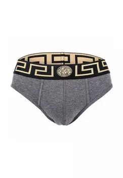 Трусы мужские - ТОПЕКА, хлопок стрейч, однотонные VERSACE, цвет Grau/Schwarz