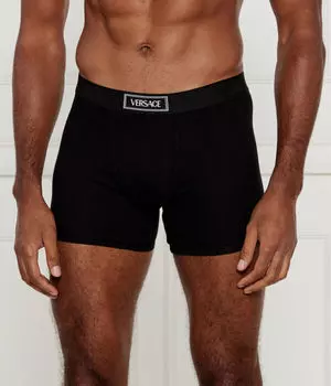 Трусы мужские Versace боксеры с логотипом бренда, черный