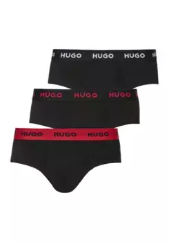 Трусы на бедрах HUGO Underwear "HIPBRIEF TRIPLETPACK" (упаковка), с эластичным поясом с логотипом, цвет Charcoal010