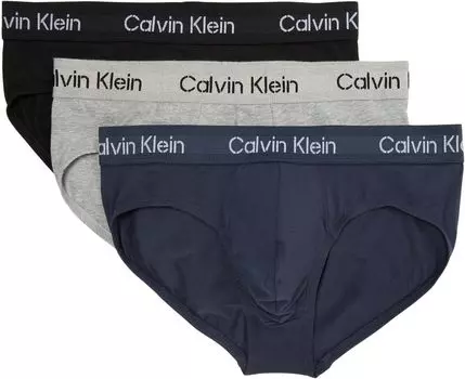 Трусы на бедрах из эластичного хлопка цвета хаки, 3 шт. Calvin Klein Underwear, цвет Black/Speakeasy/Grey Heather