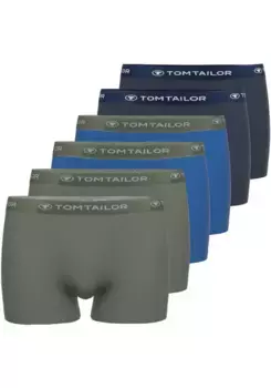 Трусы на бедрах TOM TAILOR (6 шт.), с широким поясом с логотипом, цвет Blau-Mittel-Multicolor