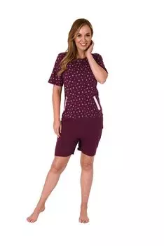 Трусы NORMANN kurzarm Pflegeoverall Reiverschluss, цвет beere