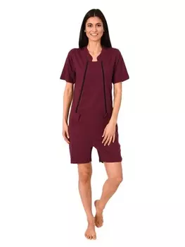 Трусы NORMANN Pflegeoverall kurzarm Reissverschluss Vorne, цвет beere