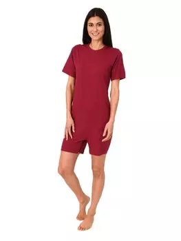 Трусы NORMANN Pflegeoverall kurzarm Reiverschluss Bein, цвет beere