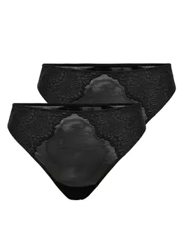 Трусы ONLY 2 er Pack Spitzen s G String Brazilian Tanga Panty ONLSOFIA, черный