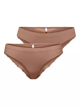 Трусы ONLY Spitzen s 2 er Pack Unterhosen Brazilian Tanga ONLLAURA, коричневый