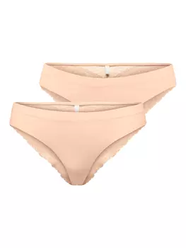 Трусы ONLY Spitzen s 2 er Pack Unterhosen Brazilian Tanga ONLLAURA, светло коричневый