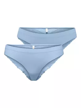 Трусы ONLY Spitzen s 2 er Pack Unterhosen Brazilian Tanga ONLLAURA, синий