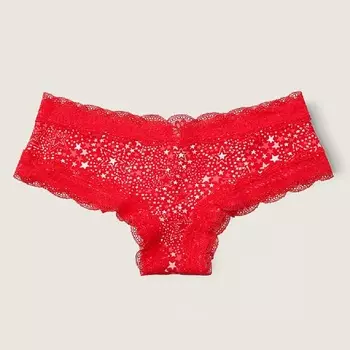 Трусы Pink By Victoria’s Secret Everyday Lace-trim Cheekster, красный