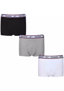 Трусы Reebok "BARLOW" (3 шт.), удобные и дышащие, из смеси хлопка, черно-белый