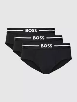 Трусы с этикеткой на поясе в упаковке 3 шт BOSS, черный