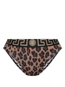 Трусы с леопардовым принтом Versace, коричневый
