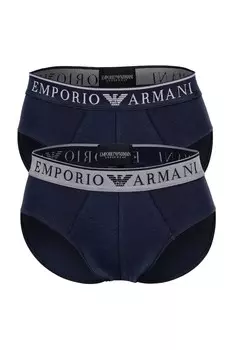 Трусы с логотипом, 2 пары Emporio Armani, синий